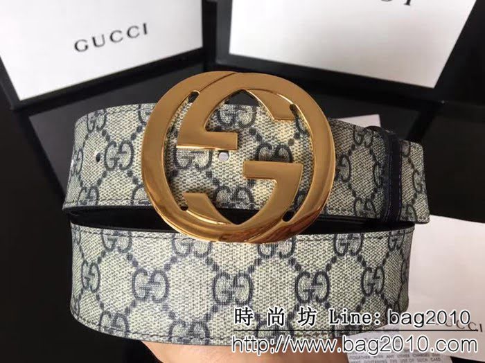 古馳CUCCI 經典款高級人造革面 大圓餅純銅亮面扣 高端男士皮帶 GHG1466